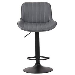 Avis Decoshop26 Lot de 2 tabourets de bar chaises hautes en PVC gris coutures verticales support en métal noir 10_0004280