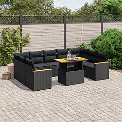 Maison Chic Salon de jardin 11 pcs avec coussins, Ensemble Tables et chaises d'extérieur noir résine tressée -GKD883511