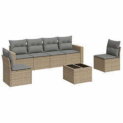 vidaXL Salon de jardin avec coussins 7 pcs beige résine tressée