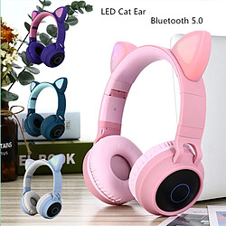 Universal Nouveau casque d'annulation de bruit d'oreille de chat LED d'arrivée Bluetooth 5.0 Casque d'écoute pour enfants et adolescents Support TF Card 3.5mm Prise avec microphone Casque Bluetooth Casque 