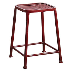 Aubry Gaspard Tabouret carré en métal gris rouge. Tabouret carré en métal gris rouge