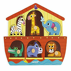 Avis Janod Puzzle 6 piAces sur le thAme de larche de NoA Puzzle en bois colorA - Encourage la reconnaissance des formes, la dextAritA et le dAveloppement du langage - Enfants dAge prAscolaire et tout-petits 18 mois+