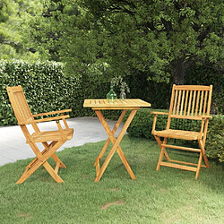 Maison Chic Mobilier à dîner de jardin pliable 3 pcs,Table et chaises d'extérieur Bois d'acacia solide -GKD663671