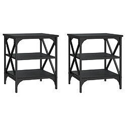 vidaXL Tables d'appoint 2 pcs Noir 40x42x50 cm Bois d’ingénierie