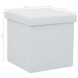 vidaXL Tabouret de rangement pliable Blanc Similicuir pas cher