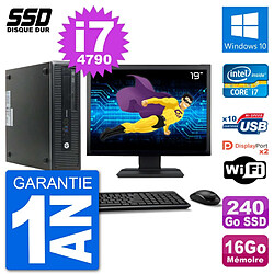 PC HP EliteDesk 800 G1 Ecran 19" Core i7-4790 RAM 16Go SSD 240Go Windows 10 Wifi - Occasion