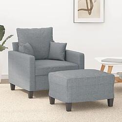 vidaXL Fauteuil avec repose-pied Gris clair 60 cm Tissu 