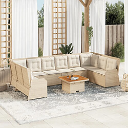 vidaXL Salon de jardin avec coussins 7 pcs beige résine tressée 