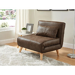 Vente-Unique Fauteuil convertible POSIO en microfibre vieillie - Marron