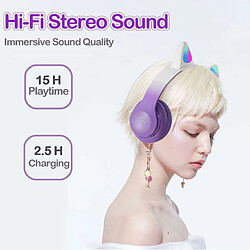 YUANFU-STN-28 Pro Cat Ear Casque Bluetooth sans fil pour femme (Casque Bluetooth intra-auriculaire avec microphone - Violet) pas cher