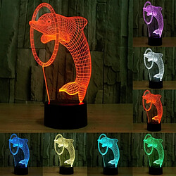 Wewoo Lampe 3D Dolphin Style 7 Couleur Décoloration Creative Visual Stéréo 3D tactile Interrupteur Contrôle LED Lumière Bureau Nuit