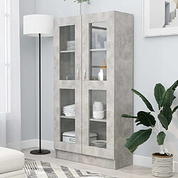 vidaXL Armoire à vitrine Gris béton 82,5x30,5x150 cm Bois d'ingénierie 