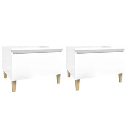 vidaXL Tables d'appoint 2pcs Blanc brillant 50x46x35cm Bois ingénierie