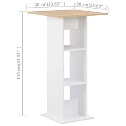 vidaXL Table de bar Blanc et chêne Sonoma 60x60x110 cm pas cher