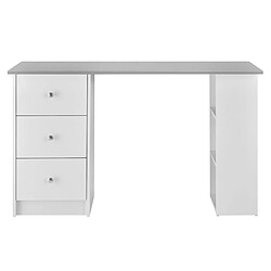 Avis Helloshop26 Bureau table de bureau poste de travail informatique avec 3 tiroirs bois mélaminé 120 cm blanc et gris 03_0004710