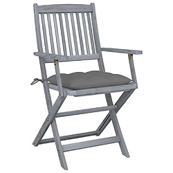 Maison Chic Lot de 2 Chaises pliables d'extérieur avec coussins | Chaises de jardin | Fauteuil Relax Bois d'acacia -GKD12806