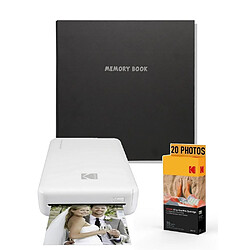 KODAK Pack Imprimante Photo Printer WiFi PM220 Blanc, cartouche MSC20 de 20 photos 5.4x8.6 cm et album photo 32.5x27 cm Kodak Noir - Compatible iOS et Android - Blanc