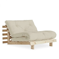 Inside 75 Fauteuil convertible futon ROOTS pin naturel coloris beige couchage 90 x 200 cm.