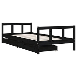 Avis Maison Chic Lit d'Enfant Chambre - Cadre de lit pour enfant avec tiroirs noir 90x200 cm bois pin massif -MN71078