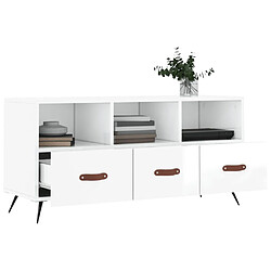 Acheter Maison Chic Meuble TV scandinave - Banc TV pour salon Blanc brillant 102x36x50 cm Bois d'ingénierie -MN71680