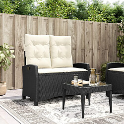 Maison Chic Banc inclinable de jardin avec coussins| Banc d'extérieur noir résine tressée -GKD15275