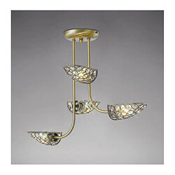 Luminaire Center Semi Plafonnier Ashton 4 Ampoules laiton antique/cristal