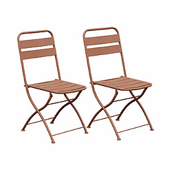 Mes Lot de 2 chaises de jardin pliables en métal terracotta - BACA