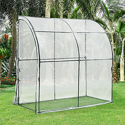 Serre de jardin adossée Juta en acier et PVC à porte zippée 100 x 200 x 215 cm [en.casa]