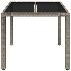 Avis Maison Chic Table de jardin | Table d'extérieur dessus en verre Gris 90x90x75 cm Résine tressée -GKD41218