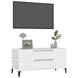 Acheter Maison Chic Meuble TV scandinave - Banc TV pour salon Blanc 102x44,5x50 cm Bois d'ingénierie -MN53387