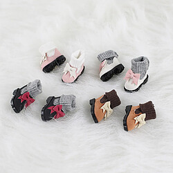 1/6 bottes haut de gamme chaussures en cuir pu avec bowknot pour blythe doll black pas cher