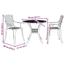 vidaXL Ensemble de bistro 3 pcs blanc aluminium coulé pas cher