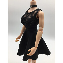 Avis 4 en 1 Robe Dentelle Sexy Noir + Chaussures à Talons Hauts + Bande de Cou + Culotte Pour Figurines Phicen Poupée 12 ''