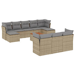 vidaXL Salon de jardin 11 pcs avec coussins beige résine tressée