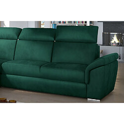 Acheter VENESETTI Canapé d'angle convertible en tissu velours Prestige, vert, 5 places, angle gauche (vu de face) - TRESOR