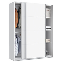 Pegane Armoire placard / meuble de rangement coloris Blanc - Hauteur 200 x Longueur 150 x Profondeur 62 cm