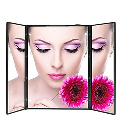 Avis Universal Tableau trois côtés pliant lumière LED miroir de maquillage LED commode miroir table portable miroir cadeau pour les filles | miroir de bain(Le noir)