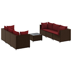 vidaXL Salon de jardin avec coussins 7 pcs marron résine tressée