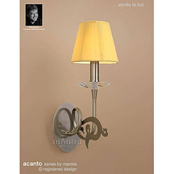 Luminaire Center Applique murale Acanto 1 Ampoule E14, laiton antique avec Abat jour crème ambré