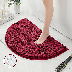 LUUCOZK Tapis de bain antidérapants absorbants à séchage rapide, tapis de décoration de salle de bain, base TPR rouge foncé-Demi-cercle 40X60CM