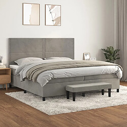 vidaXL Sommier à lattes de lit et matelas Gris clair 200x200cm Velours