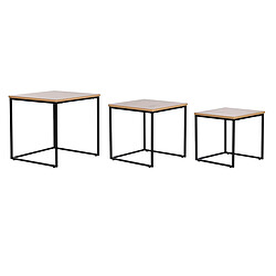 Jeu de 3 tables DKD Home Decor Noir Métal 45 x 45 x 45 cm Bois MDF