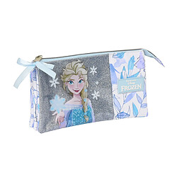 Trousse Fourre-Tout Triple Frozen Memories Bleu Blanc (22 x 12 x 3 cm) 