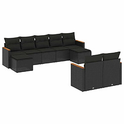 Maison Chic Ensemble Tables et chaises d'extérieur 9 pcs avec coussins,Salon de jardin noir résine tressée -GKD856078