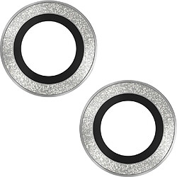 So Seven Protège-caméra pour Apple iPhone 15 / 15 Plus Rings Antichoc Argent 