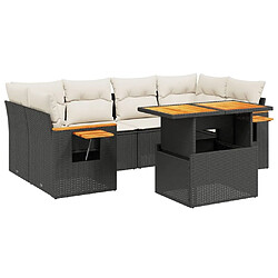 Maison Chic Ensemble Tables et chaises d'extérieur 7pcs avec coussins,Salon de jardin noir résine tressée -GKD265082