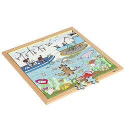 Educo Puzzle en Bois - Nature and Climate Puzzle- soupe plastique - jeu Montessori 