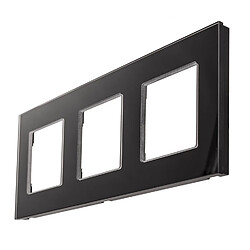 Triple cadre en verre - Maclean MCE731B - Panneau 228x86mm pour prise de courant murale - modulaire - encastrable – noir