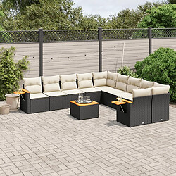 Maison Chic Salon de jardin 11 pcs avec coussins, Ensemble Tables et chaises d'extérieur noir résine tressée -GKD883604