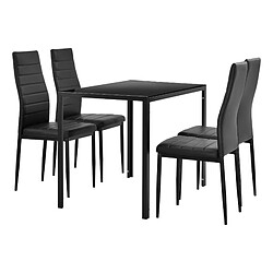 Table à manger avec 4 chaises Bergen similicuir noir [en.casa]